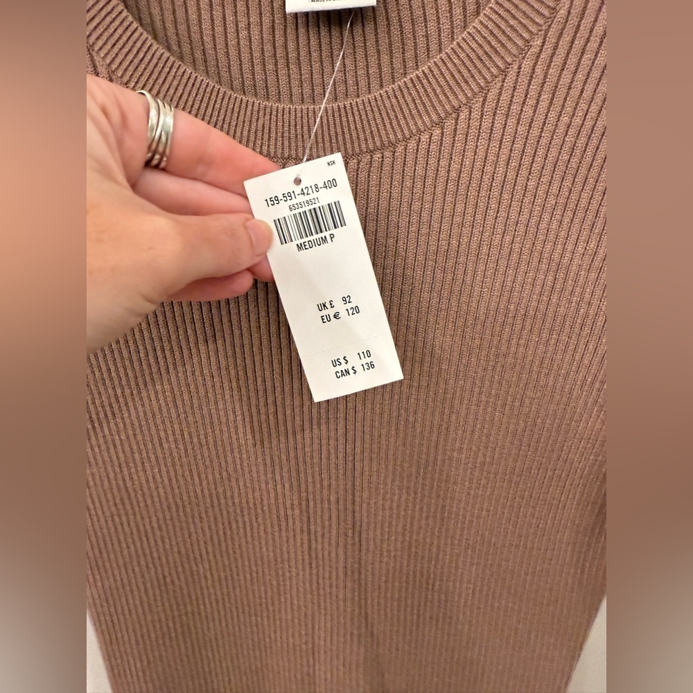 Abercrombie & Fitch Brown Ribbed Long Sleeve Sheath Dress - Picture 3 of 5